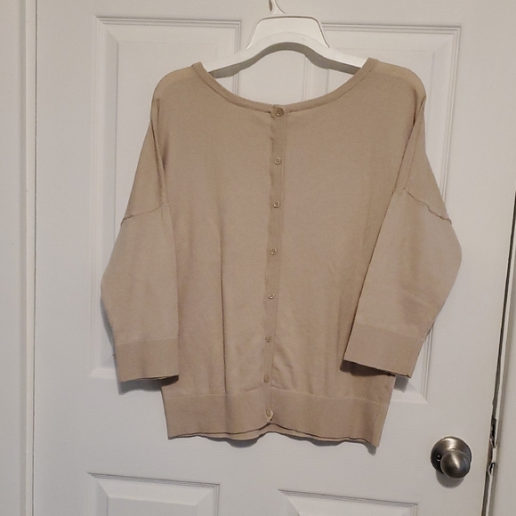 Casual Ann Taylor Light Beige Crew Neck Sweater - Picture 3 of 4